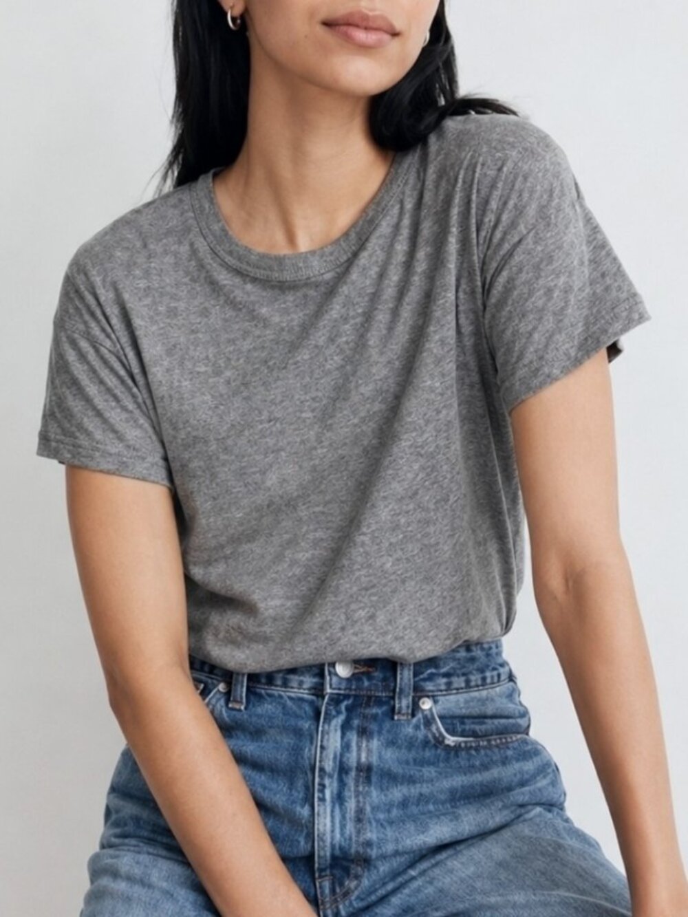 Madewell Whisper 100% Cotton Crewneck Tee Heather Gray Extra Large XL RETIRED